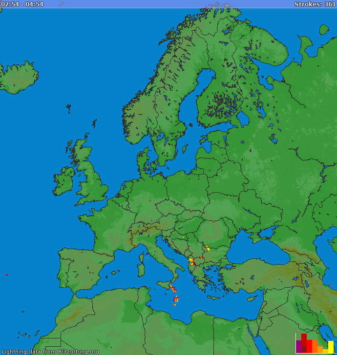 Lightning map Europe 2022-12-01 10:54:30